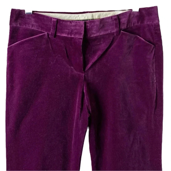 THEORY | Cotton/Lycra Blend Purple Velvet Mid Rise Flare Trouser Pants Size 4 - Picture 4 of 8